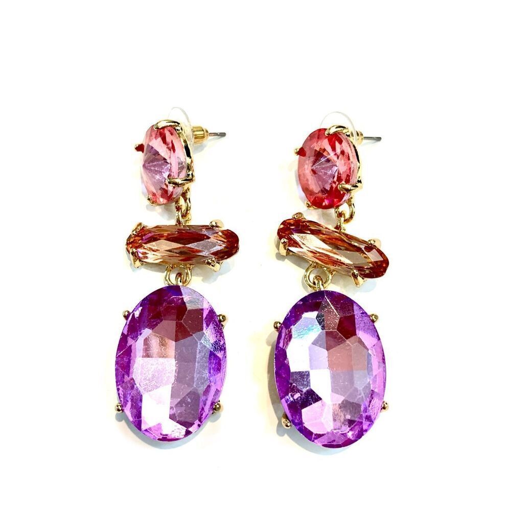 Pastel Colored Crystal Stones Tear Drop Earrings #stunning
